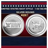 United States Navy Style - 1 oz Silver Round Round
