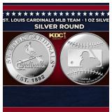 St. Louis Cardinals MLB Team - 1 oz Silver Round R