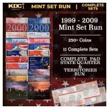 1999-2009 Mint Set Run - 256 Coins, 11 Complete Se