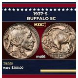 1937-s Buffalo Nickel 5c Grades ms66
