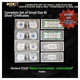 COMPLETE Set of Small Size $1  Silver Certificates