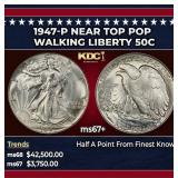1947-p Walking Liberty Half Dollar Near Top Pop 50