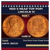 1930-s Lincoln Cent Near Top Pop! 1c Grades ms66 r