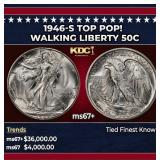 1946-s Walking Liberty Half Dollar TOP POP! 50c ms