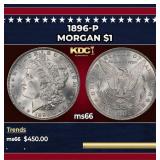 1896-p Morgan Dollar $1 Grades ms66