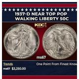 1937-d Walking Liberty Half Dollar Near Top Pop 50