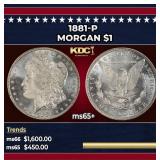 1881-p Morgan Dollar $1 Grades ms65+