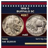 1918-s Buffalo Nickel 5c ms63 USCG