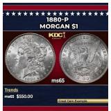 1880-p Morgan Dollar $1 Grades ms65