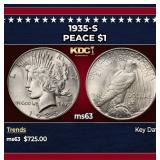 1935-s Peace Dollar $1 Grades ms63