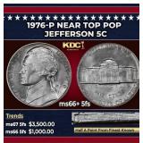 1976-p Jefferson Nickel Near Top Pop 5c ms66+ 5fs