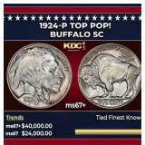 1924-p Buffalo Nickel TOP POP! 5c ms67+ SEGS