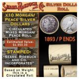 Mixed Morgan/Peace SEARS Circ Dollar $1 Roll 10 18