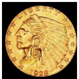 1928-p Gold Indian Quarter Eagle TOP POP! $2 1/2 m