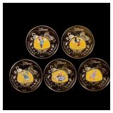 5 Coin Disney Mickey and Friends Gold Plated Round