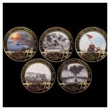 5 Coin Iwo Jima Gold Plated Round Collection