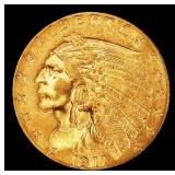 1911-p Gold Indian Quarter Eagle $2 1/2 ms64+ SEGS