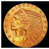 1909-p Gold Indian Half Eagle Near Top Pop! $5 ms6