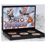 5 Coin Marvel Comics Avengers Gold Plated Round Co