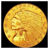 1908-p Gold Indian Quarter Eagle Near Top Pop! $2