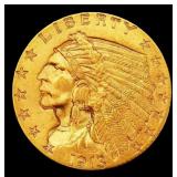 1913-p Gold Indian Quarter Eagle $2 1/2 ms65 SEGS
