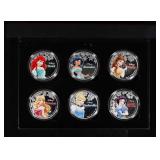 6 PC. Disney Princesses Gold Plated Round Collecti