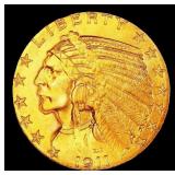 1911-p Gold Indian Half Eagle $5 ms64 USCG