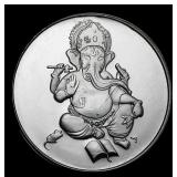 Hindu Deity Ganesha Style - 1 oz Silver Round Roun
