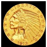 1913-s Gold Indian Half Eagle $5 ms64 USCG
