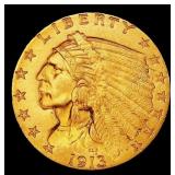 1913-p Gold Indian Quarter Eagle Near Top Pop! $2