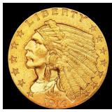 1914-p Gold Indian Quarter Eagle Near Top Pop! $2