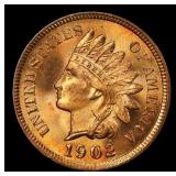 1902 Indian Cent . 1c Grades ms65 rd