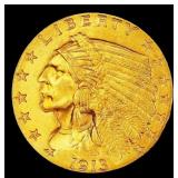 1913-p Gold Indian Quarter Eagle Near Top Pop! $2