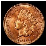 1906 Indian Cent . 1c Grades ms65 rd