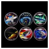 6 Coin Star Trek .999 Fine Silver Plated Round Col