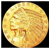 1915-p Gold Indian Half Eagle Near Top Pop! $5 ms6