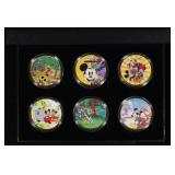 6 PC. Mickey Mouse & Friends Gold Plated Round Col
