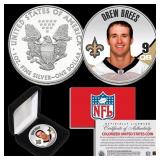 Drew Bees New Orleans Saints NFL 1oz Silver Eagle