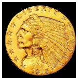 1912-p Gold Indian Quarter Eagle TOP POP! $2 1/2 m