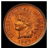 1907 Indian Cent . 1c Grades ms65 rd