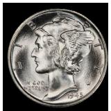 1945-s Mercury Dime Near Top Pop! 10c ms67+ fsb SE