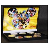 8 PC. Mickey Mouse & Friends Gold Plated Round Col