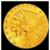 1914-p Gold Indian Quarter Eagle Near Top Pop! $2