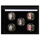 5 Coin Queen Elizabeth II Gold Plated Round Collec