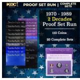 1970-1989 2 Decades Proof Set Run - 110 Coins, 20