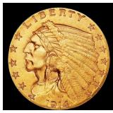 1914-p Gold Indian Quarter Eagle $2 1/2 ms65 SEGS