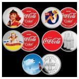 5 OZ .999 Fine Silver Set Coca Cola Colorized Coll