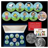9 Coin Charlie Brown Peanuts Gang and Snoopy 1976