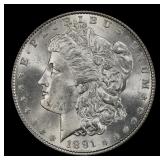 1891-p Morgan Dollar $1 Grades ms63+