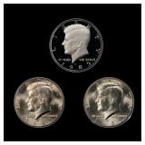 Complete 3 PC. 1985 Kennedy Half Dollar 50c set In